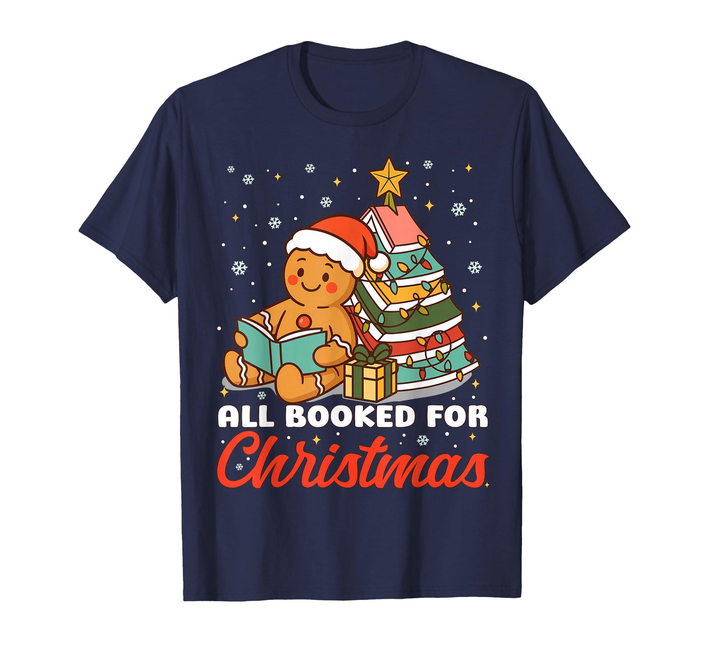 All Booked for Christmas Gingerbread Christmas Tree Book Kid T-Shirt