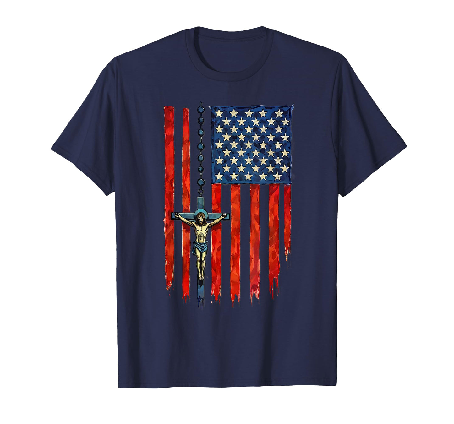 American Flag Rosary Catholic T-Shirt