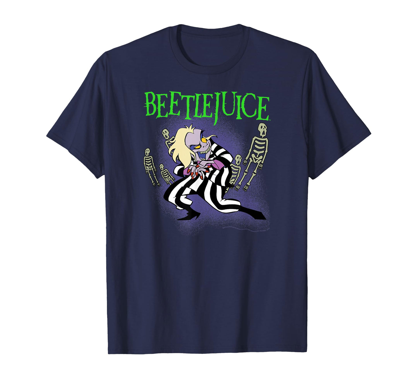 Beetlejuice Scheming Beetlejuice with Skeletons Cartoon T-Shirt