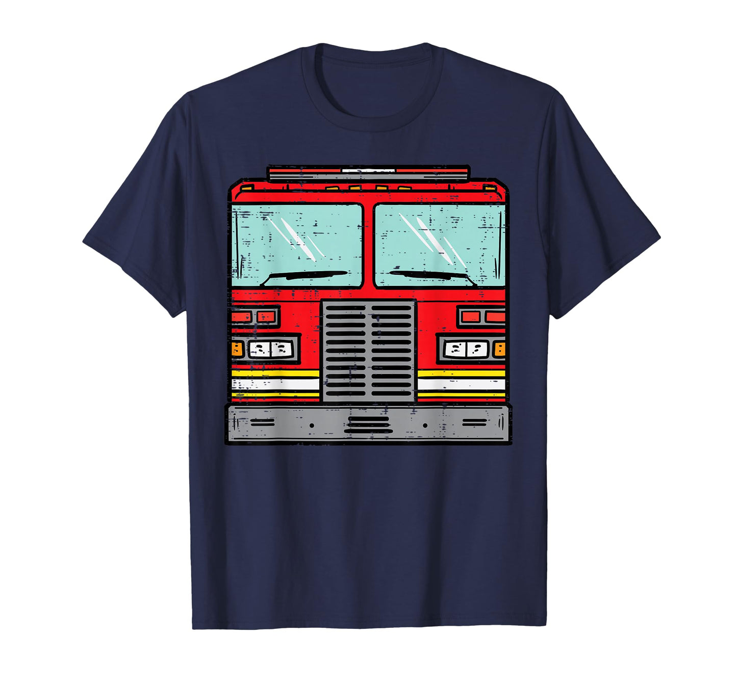 Fire Truck Costume Halloween Firefighter Fireman Men Boys T-Shirt