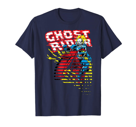 Ghost Rider Motorcyle On Fire Halftoned Split-Up T-Shirt T-Shirt