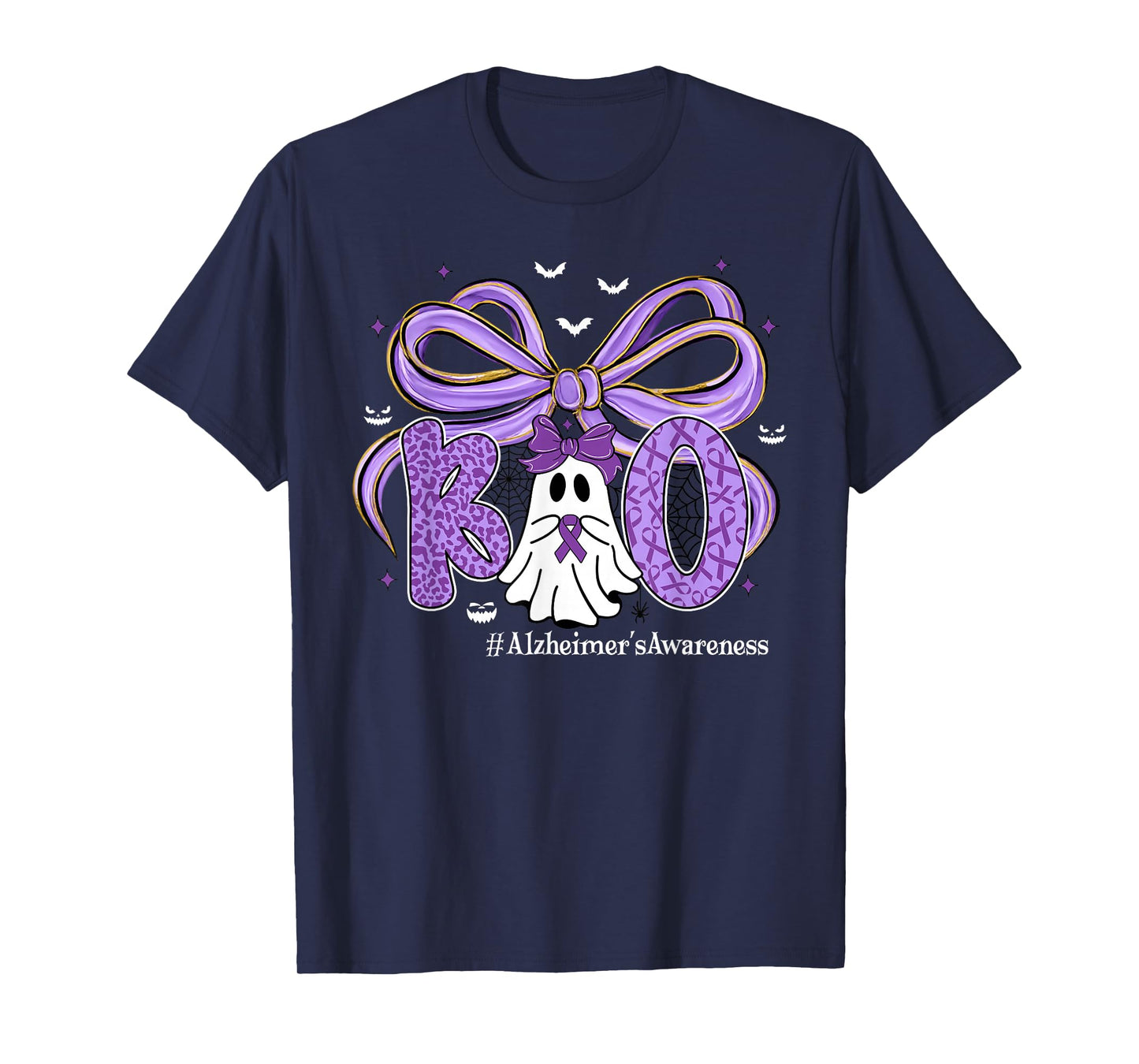 Purple Coquette Ghost Boo Alzheimer's Awareness Halloween T-Shirt
