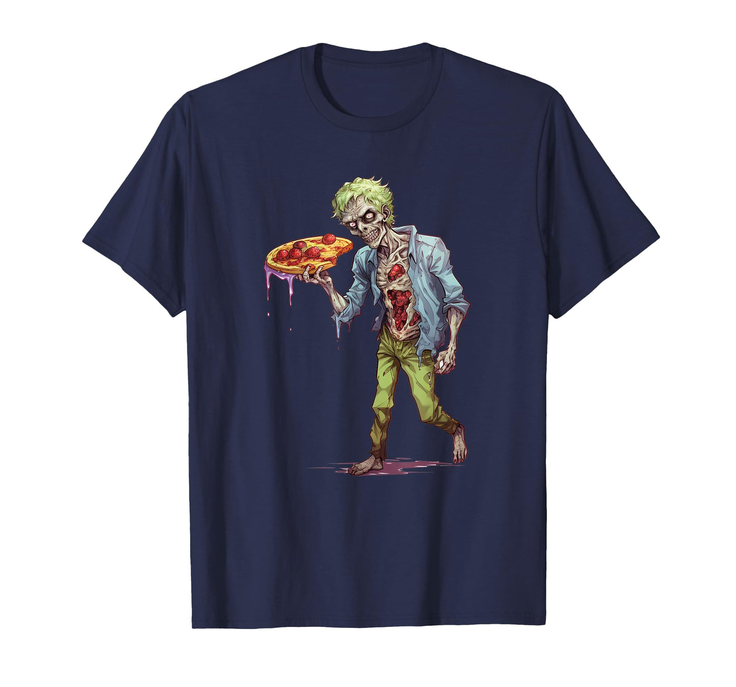 Funny Zombie Eating Pizza Halloween Costume Italian Food T-Shirt