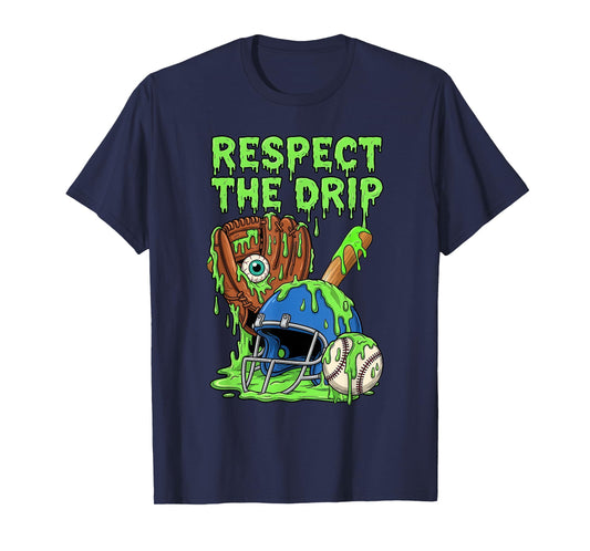 Spooky Zombie Respect The Drip Baseball Halloween T-Shirt