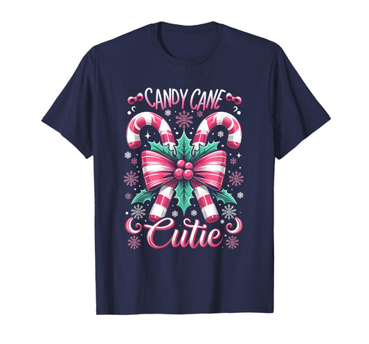 Candy Cane Cutie Christmas Coquette Bow Dots Xmas Decor T-Shirt