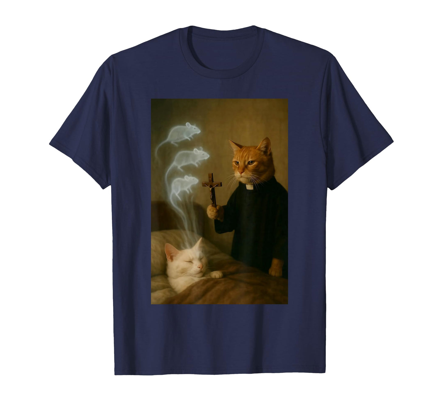 Mage Cat Meme Cat Exorcism Mouse Funny Fantasy Humor T-Shirt