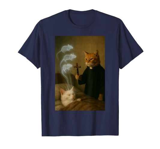 Mage Cat Meme Cat Exorcism Mouse Funny Fantasy Humor T-Shirt