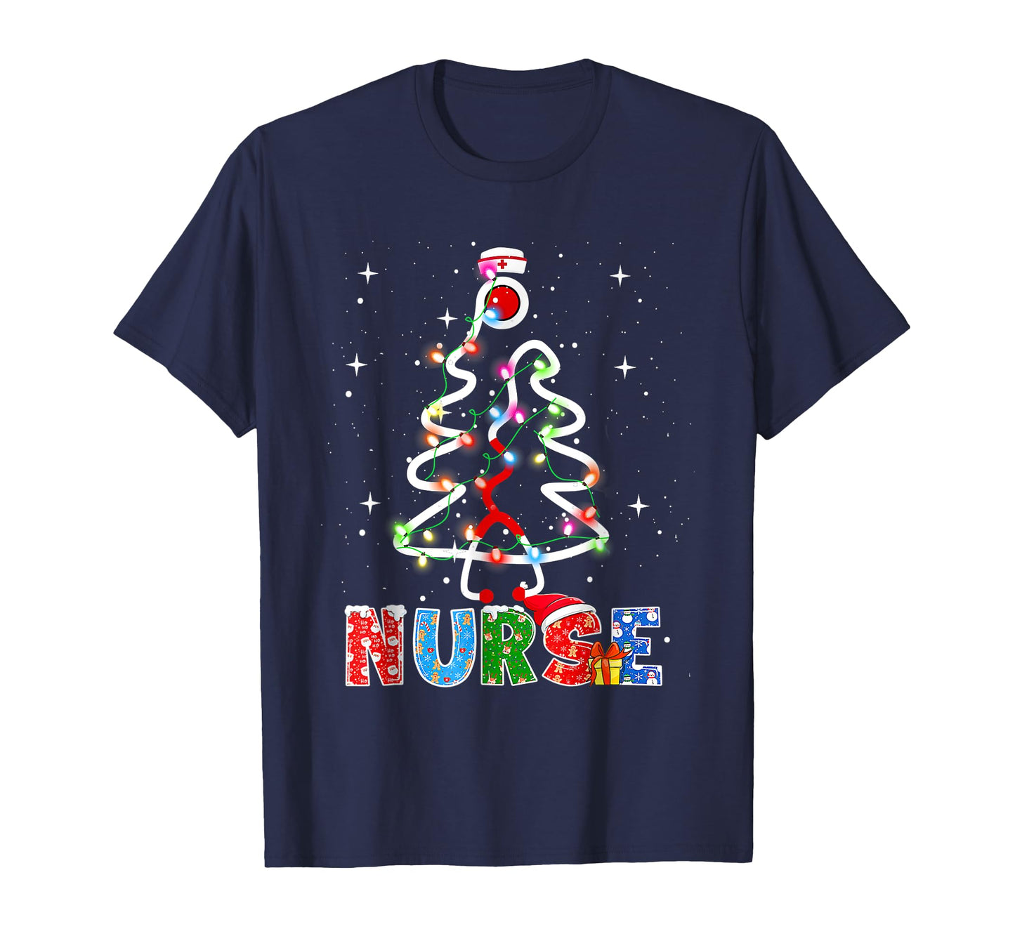 Nurse Christmas Tree Stethoscope RN LPN Scrub Nursing X-mas T-Shirt