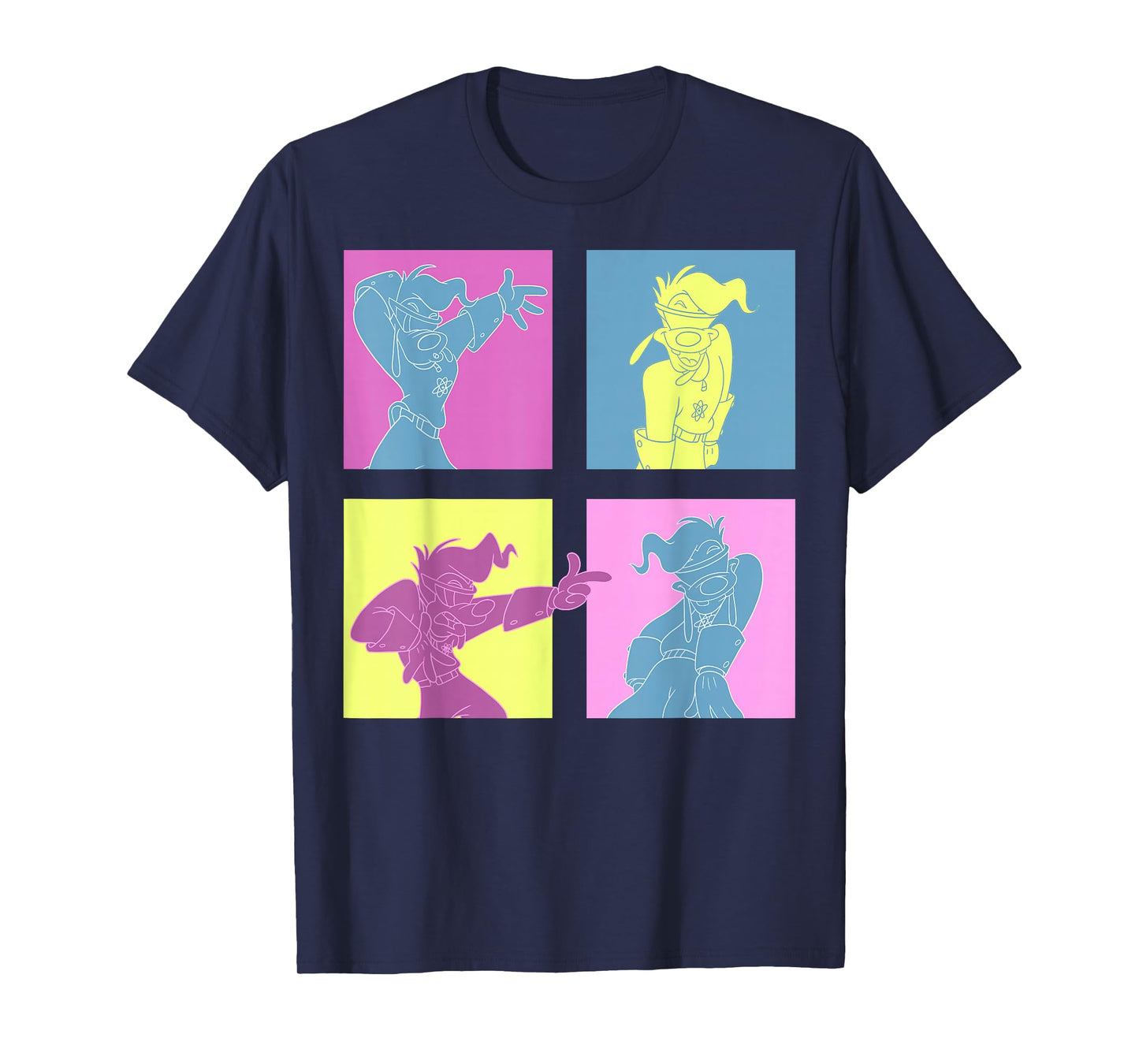 Disney Mickey and Friends Goofy Neon Panel Portrait T-Shirt