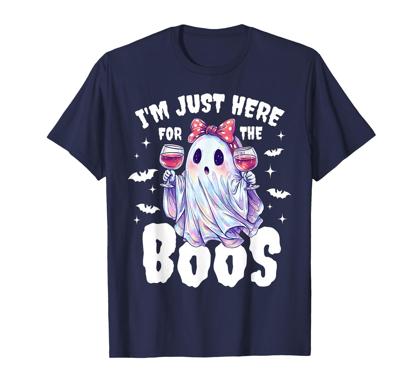 I'm Just Here for The Boos Funny Halloween Women Ghost Bow T-Shirt