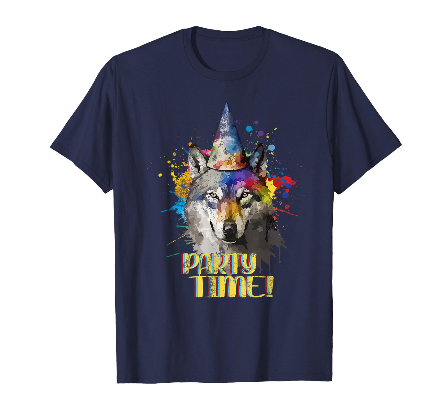 Party Wolf Birthday Theme Celebration Wolves Lover Painting T-Shirt
