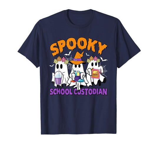 Spooky School Custodian Funny Ghost Halloween T-Shirt