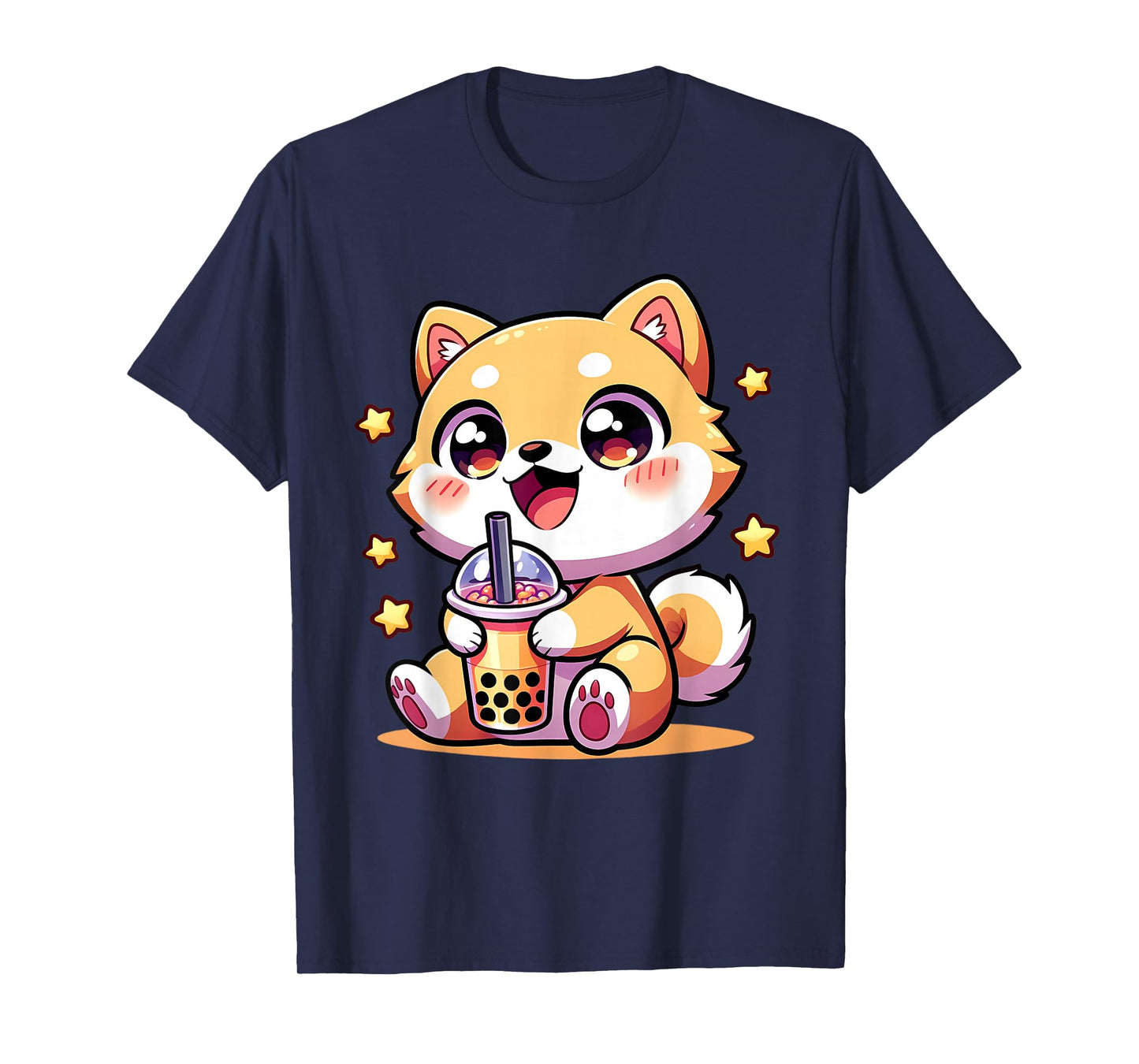 Kawaii Shiba Inu Dog Bubble Tea Anime Chibi T-Shirt