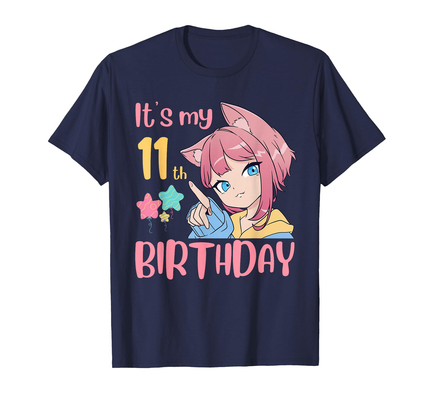 It's My 11th Birthday Anime Birthday Girl 11 Years Old Bday T-Shirt