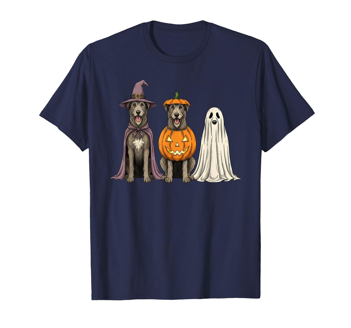 Spooky Ghost Irish Wolfhound Pumpkin Halloween Dog Lover T-Shirt