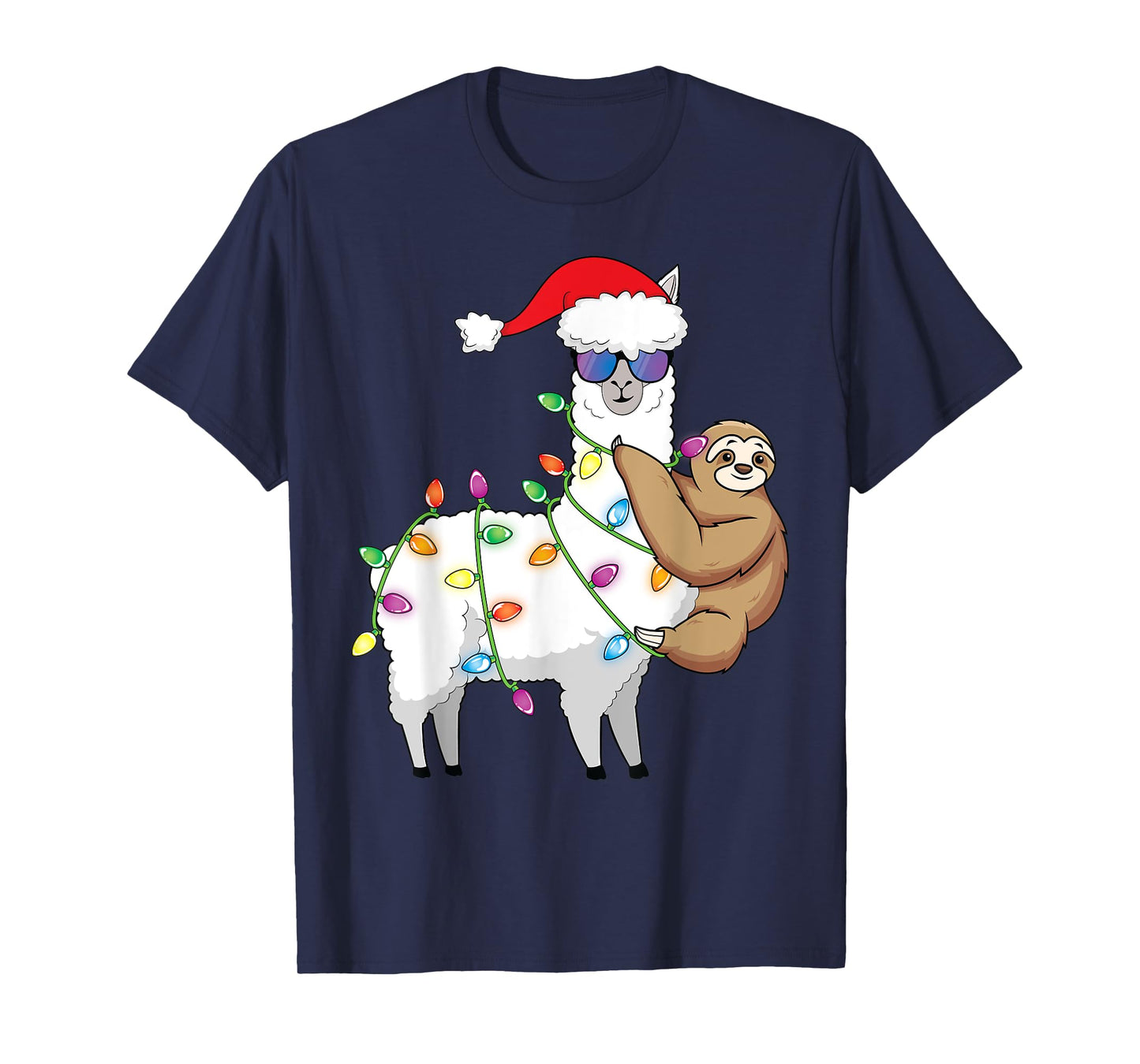 Santa Llama Xmas Funny LLama Sloth Christmas T-Shirt