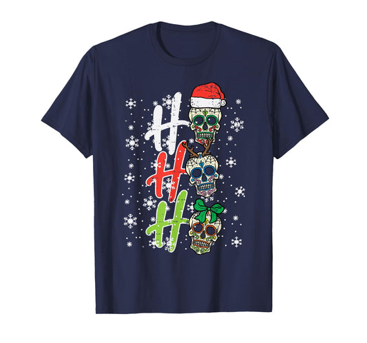 Christmas Sugar Skull Ho Ho Ho Xmas Mexican Men Women Kids T-Shirt