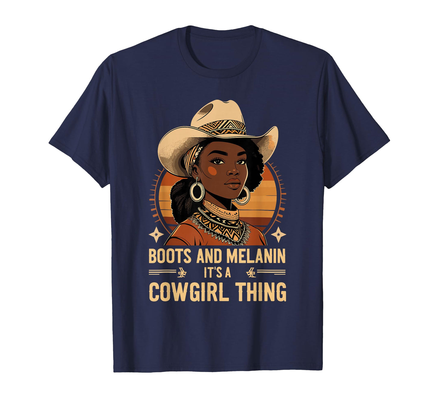 African American Western Country Texas Cowgirl Boots Melanin T-Shirt