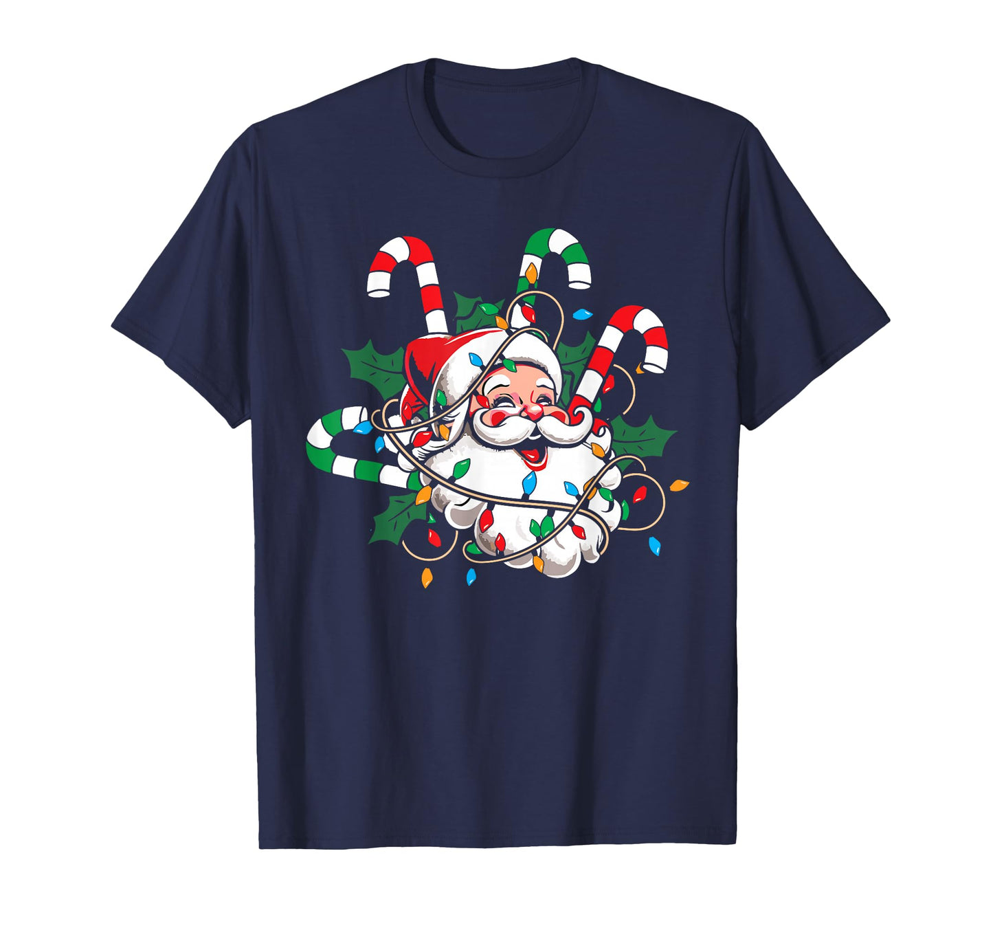 Vintage Christmas Santa Claus Candy Cane Retro Xmas Costume T-Shirt