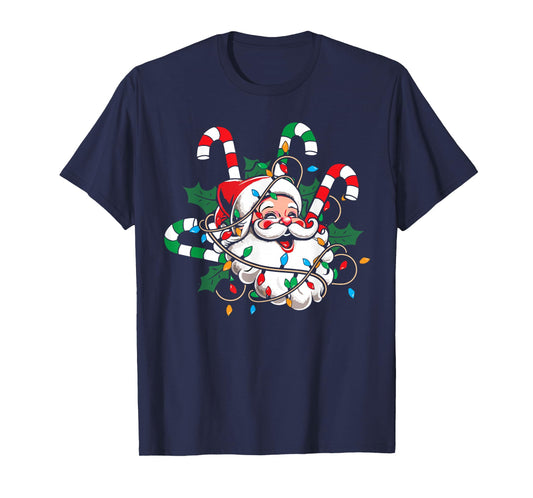 Vintage Christmas Santa Claus Candy Cane Retro Xmas Costume T-Shirt