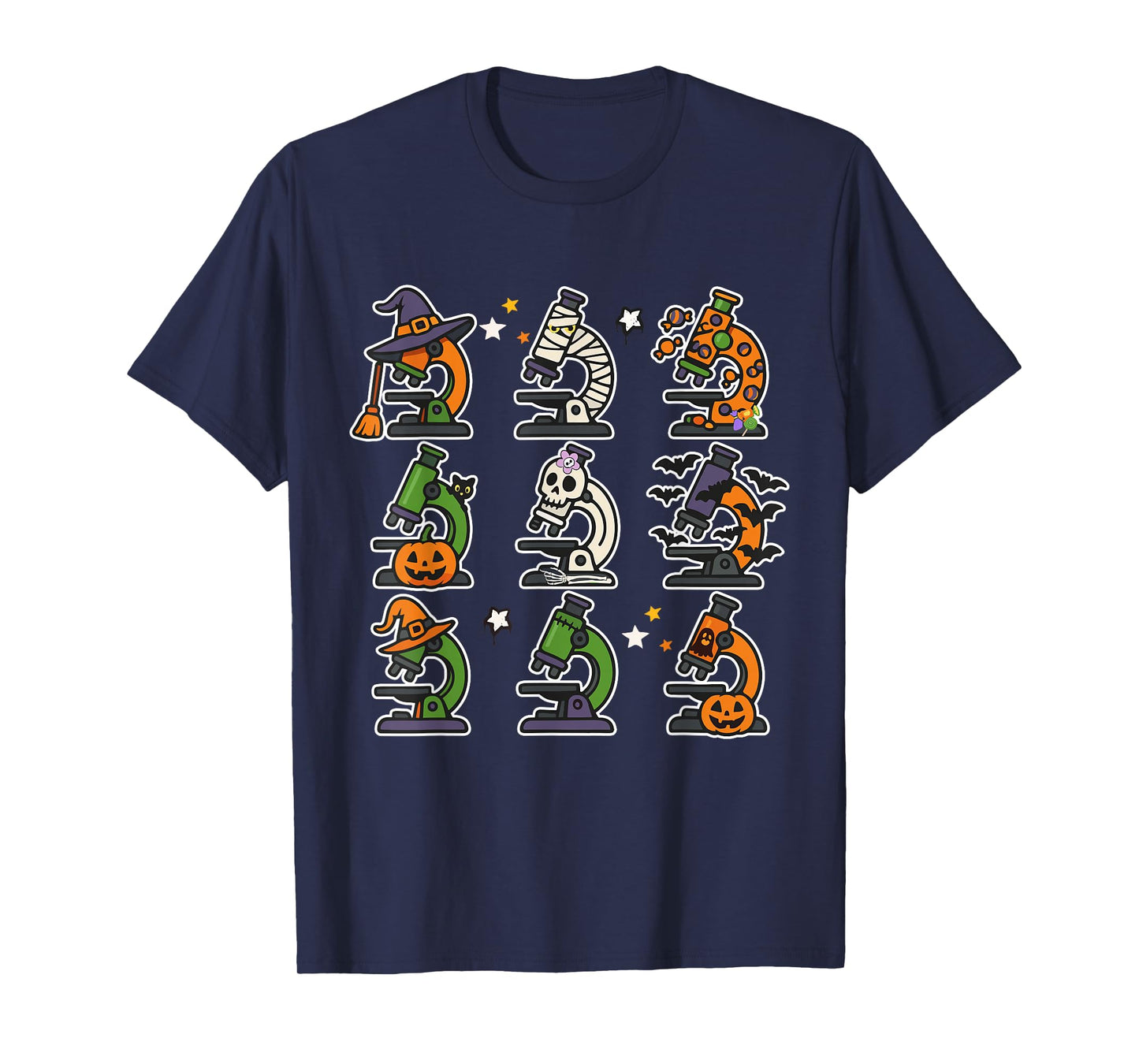 Spooky Microscope Halloween Laboratory Technician Womens Men T-Shirt