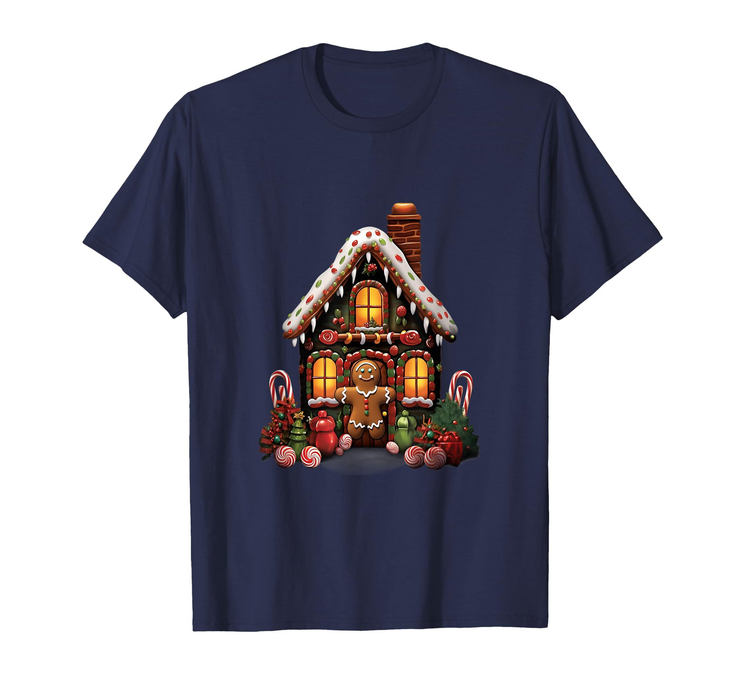 Christmas Gingerbread House Candy Cane X-Mas Pajamas Party T-Shirt