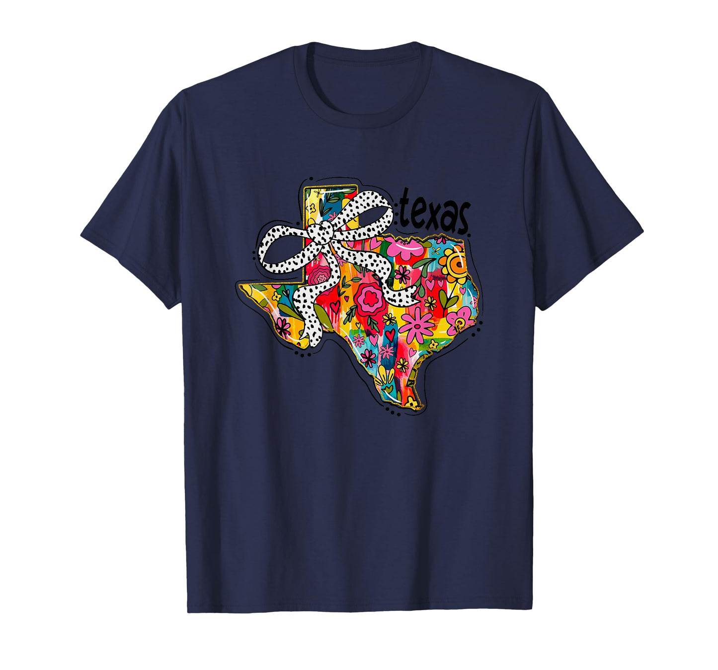Texas Floral Bow Vibrant State Design T-Shirt