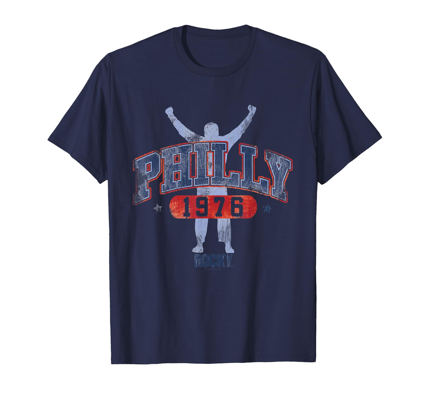 Rocky Men's Classic Fit Black Short Sleeve Crew Neck T-Shirt - Small - Rocky Philly 1976