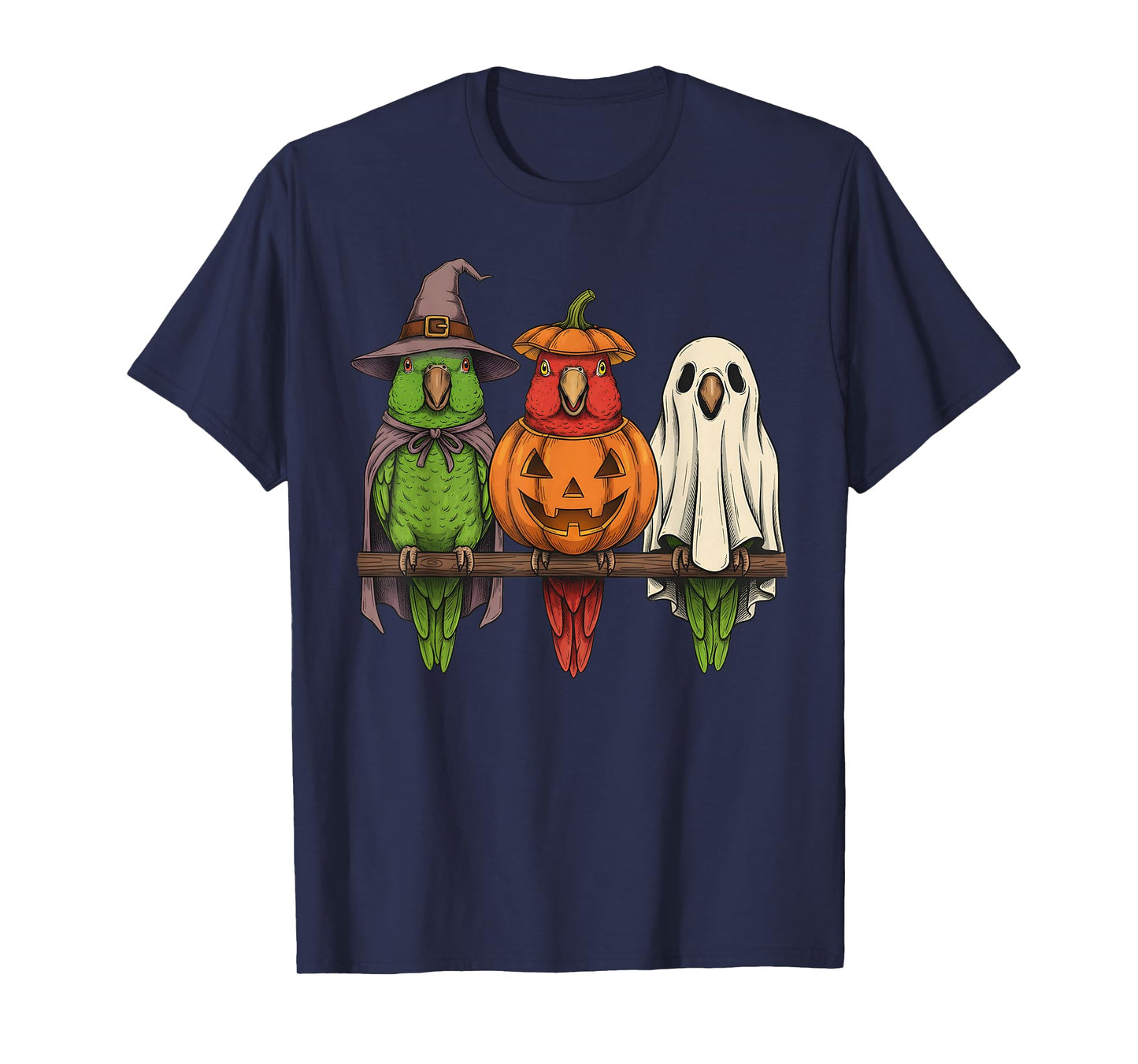 Spooky Ghost Eclectus Parrot Lover Pumpkin Halloween T-Shirt