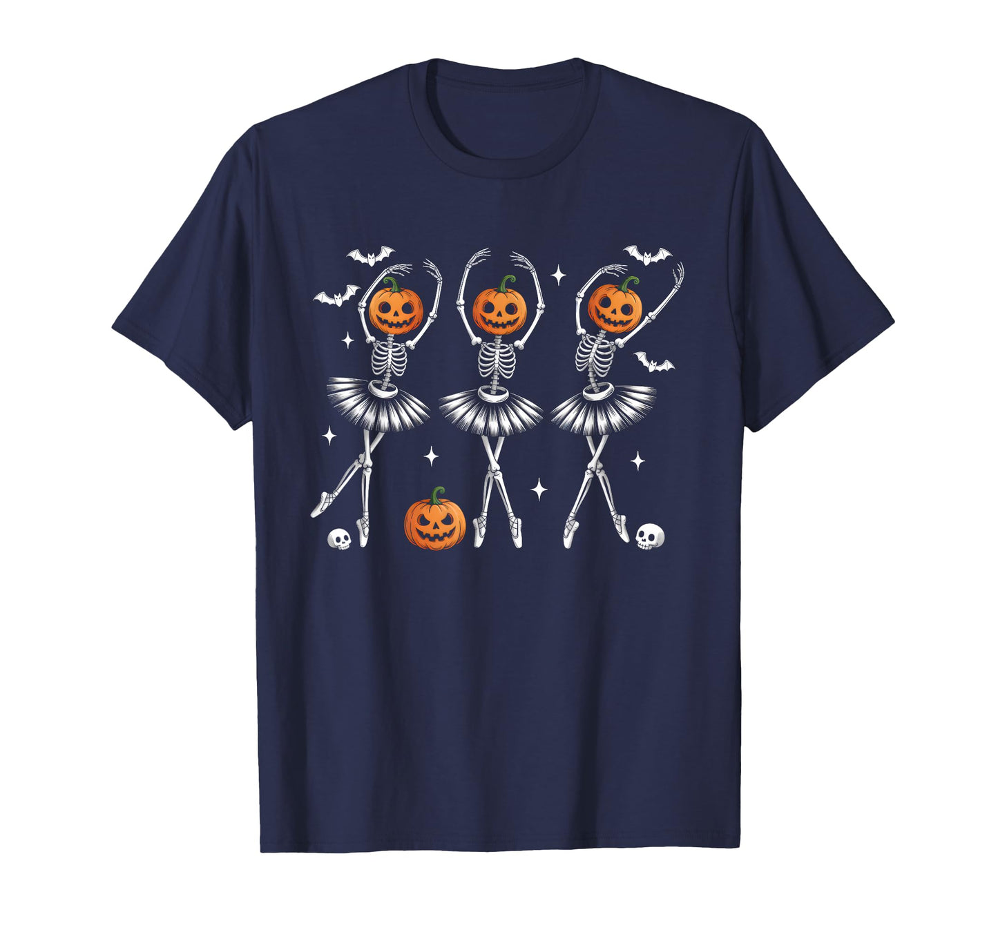 Ballet Halloween Jack O Lantern Pumpkin Skeleton Girls Women T-Shirt