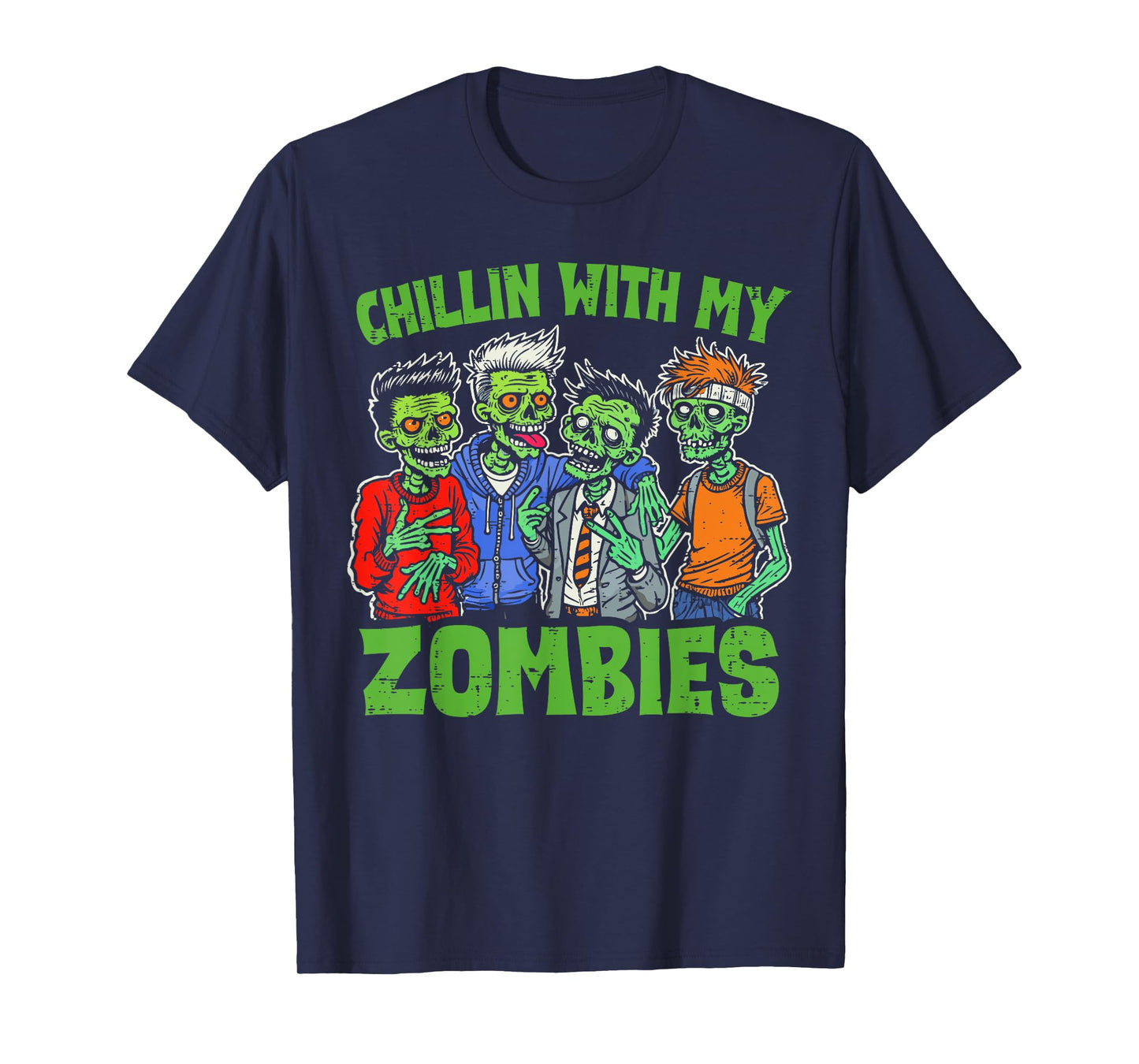 Chillin With My Zombies Halloween Funny Zombie Kids Boys T-Shirt