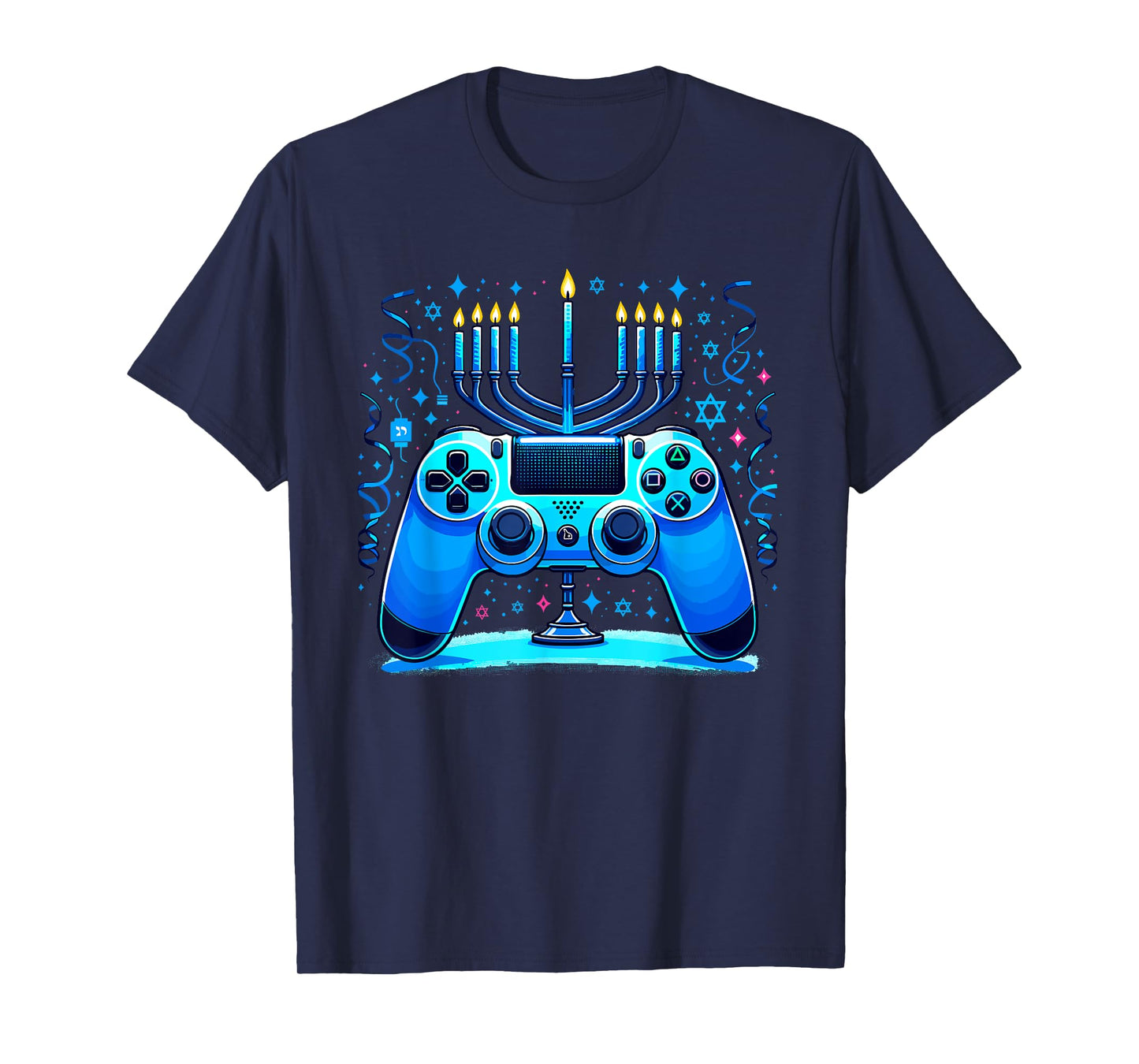 Jewish Video Game Console Gamer Hanukkah Chanukah Menorah T-Shirt