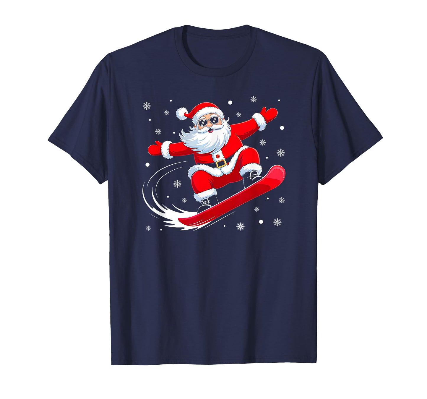 Santa Snowboarding Christmas Sports Design for Men Boys T-Shirt