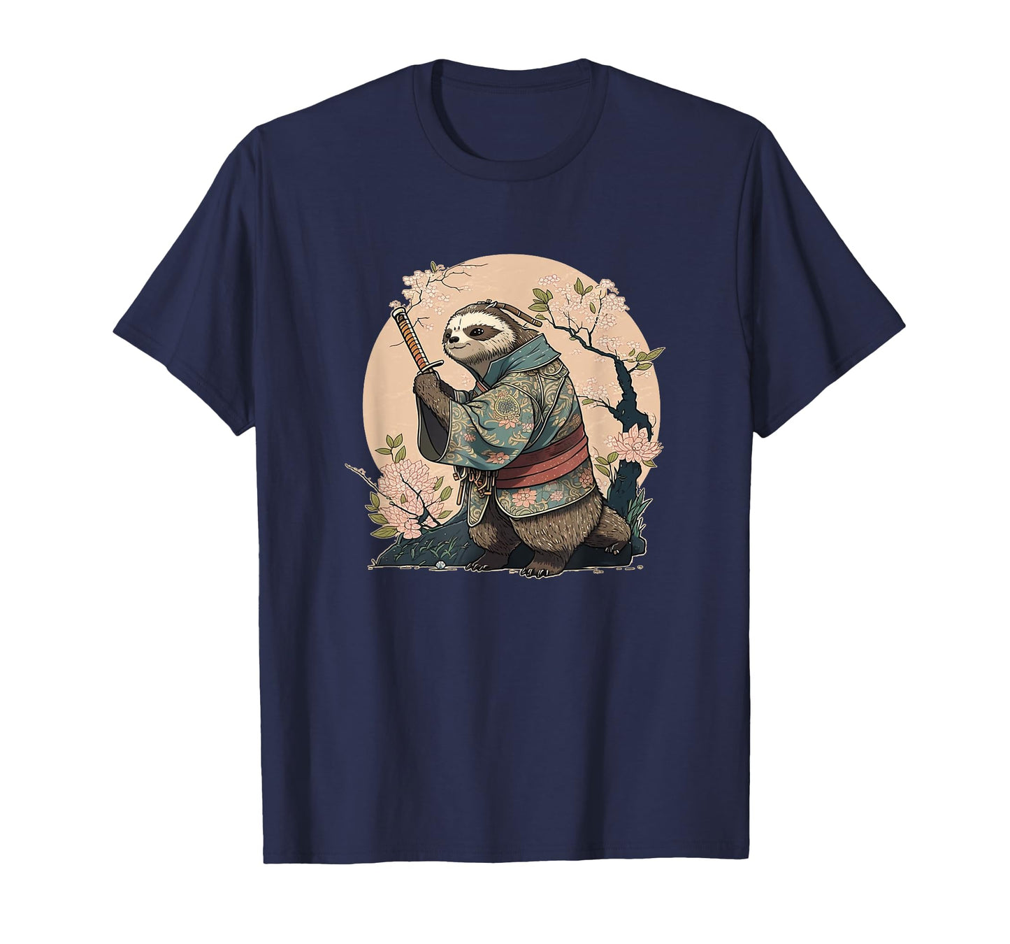 Kawaii Japanese Style Samurai Sloth Anime T-Shirt