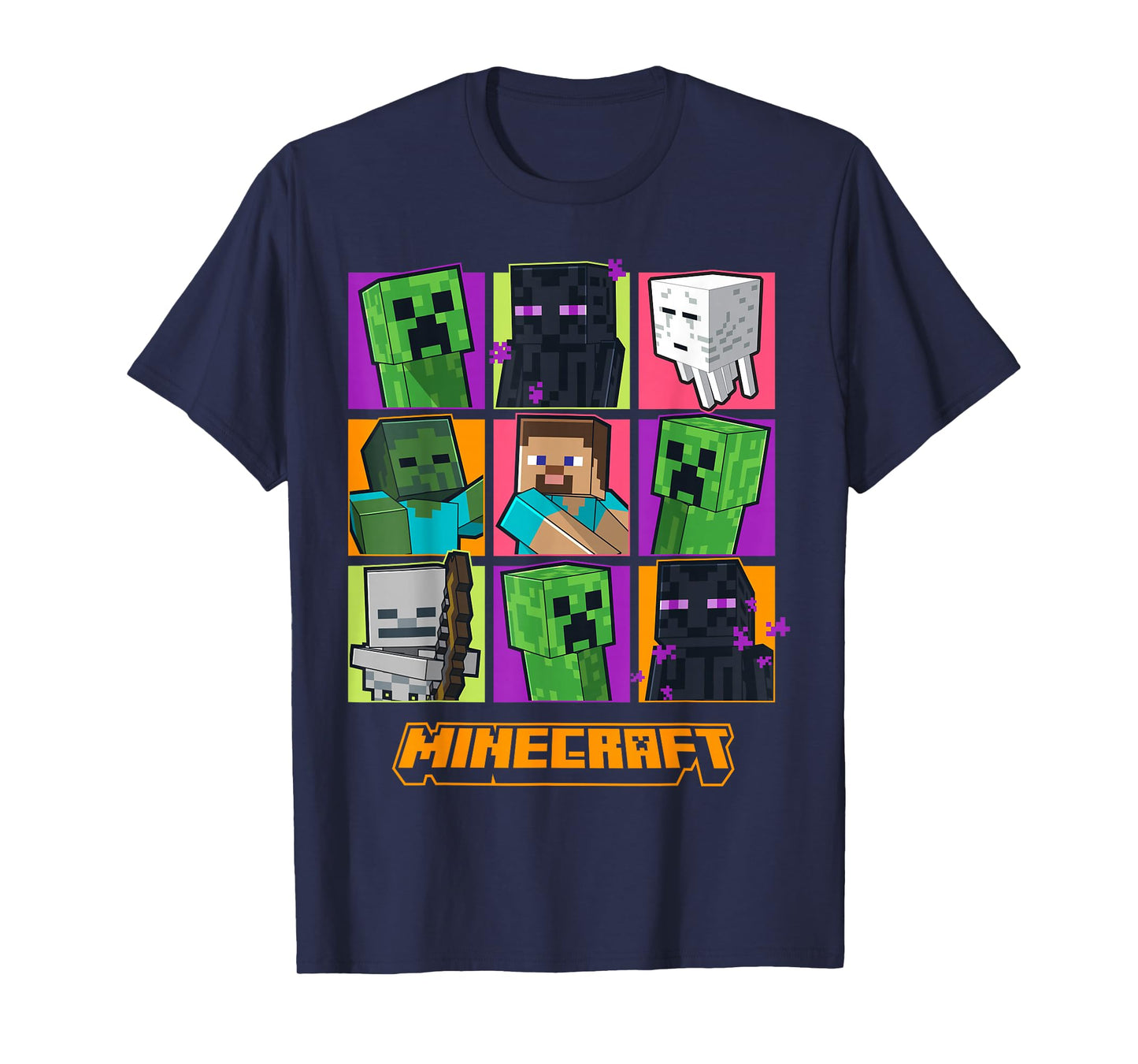 Minecraft Creeper Enderman Characters Grid T-Shirt