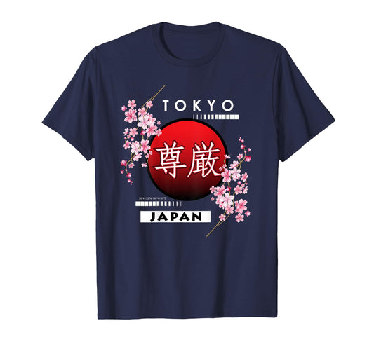 Sakura Cherry Blossom of Big City in Japan, Tokyo Back Print T-Shirt