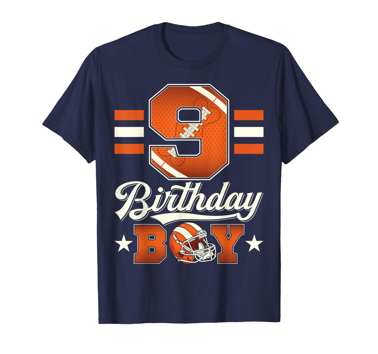Nine 9th Birthday Boy Football 9 Year Old Sports Party T-Shirt