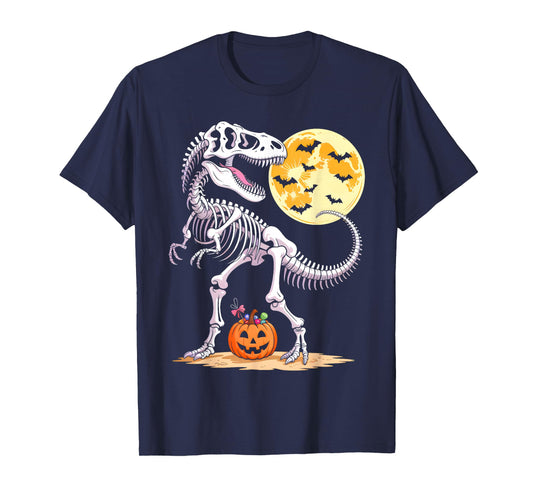 Skeleton Mummy Dinosaur T-rex Candy Moon Pumpkin Halloween T-Shirt
