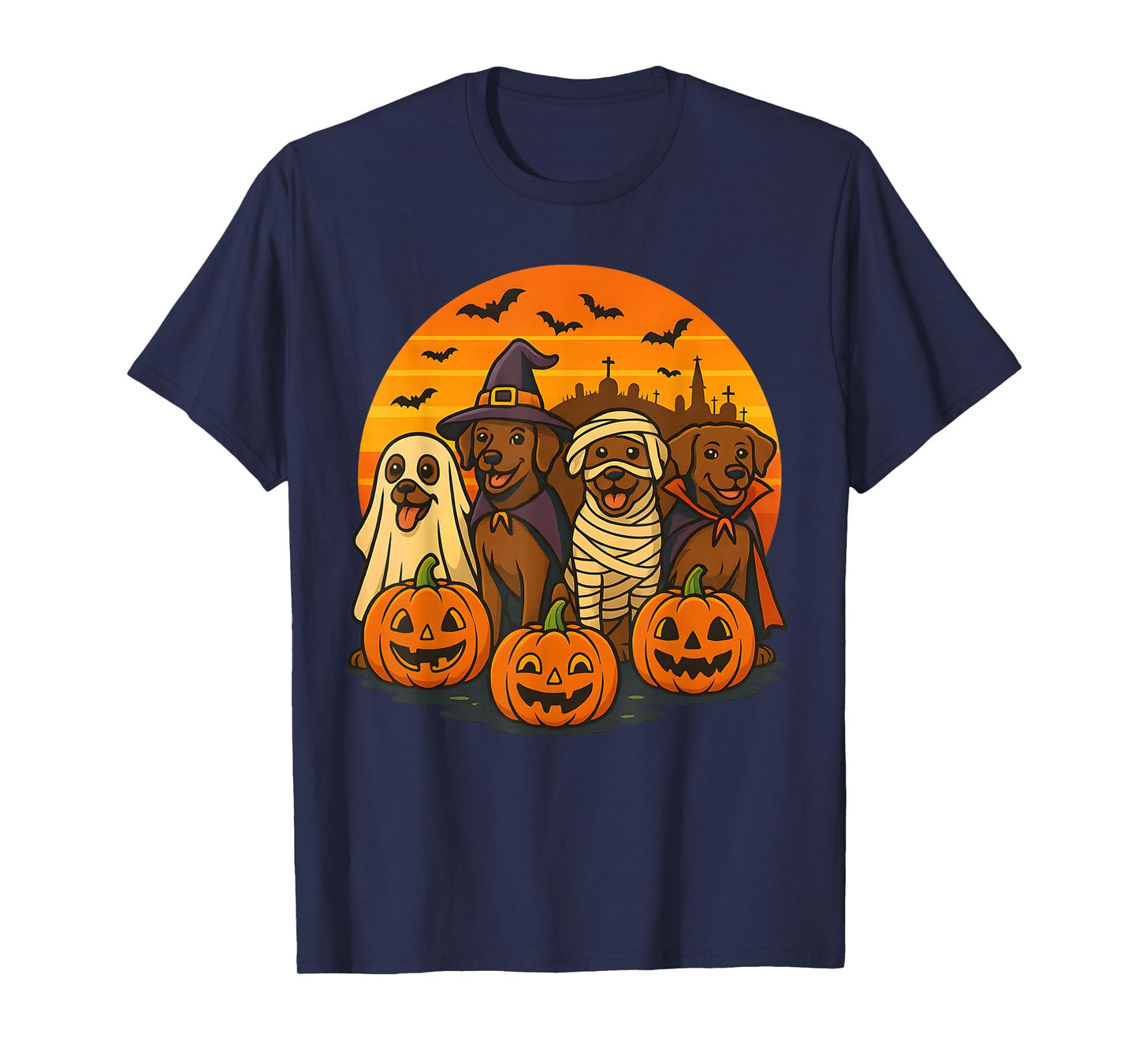 Halloween Brown Labrador Ghost Spooky Chocolate Lab Dog Mama T-Shirt
