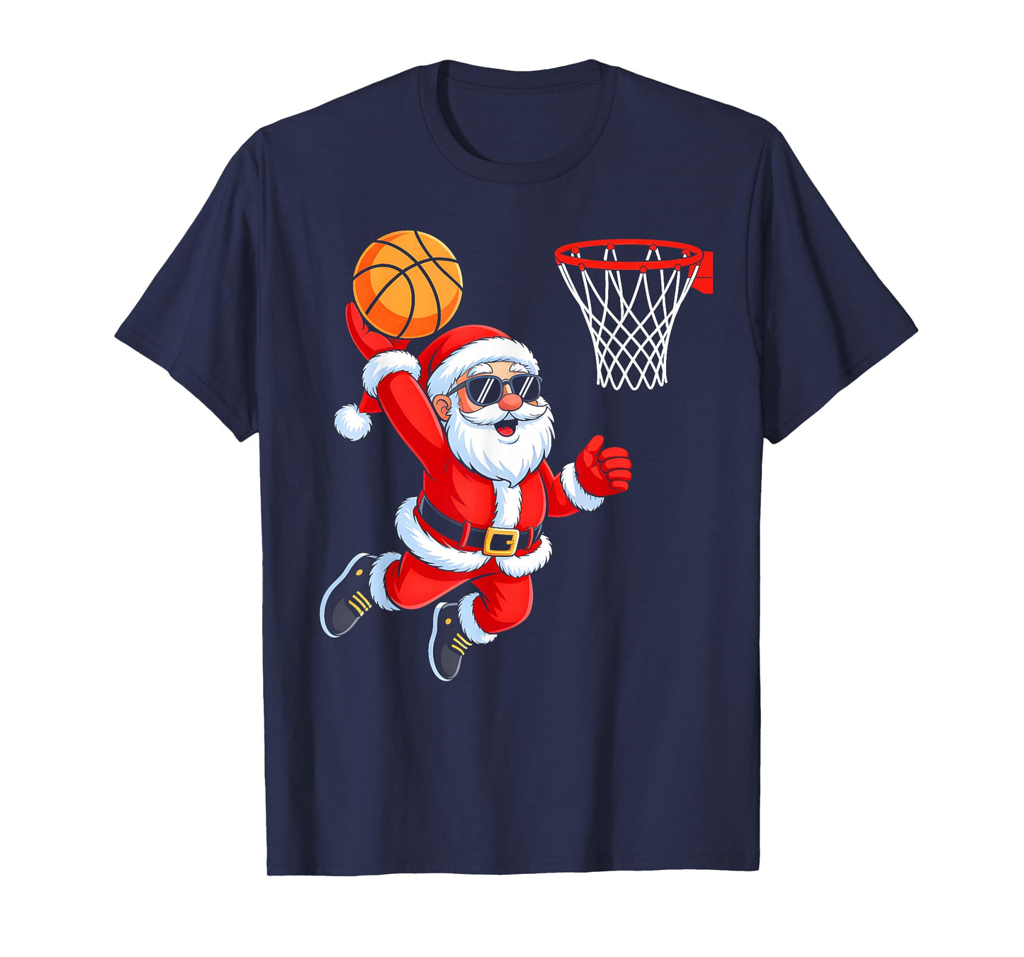 Basketball Santa Christmas Sports Men Boys Kids Xmas Pajamas T-Shirt