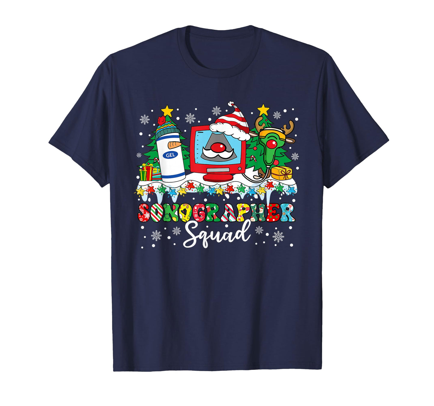 Sonographer Squad Ultrasound Machine Santa Hat Christmas T-Shirt