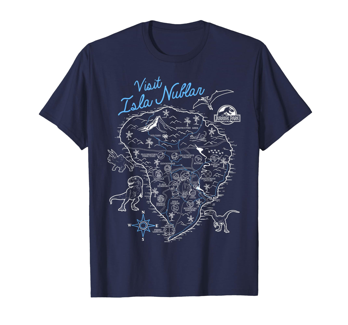 Jurassic Park Visit Isla Nublar Sketch Map Poster T-Shirt