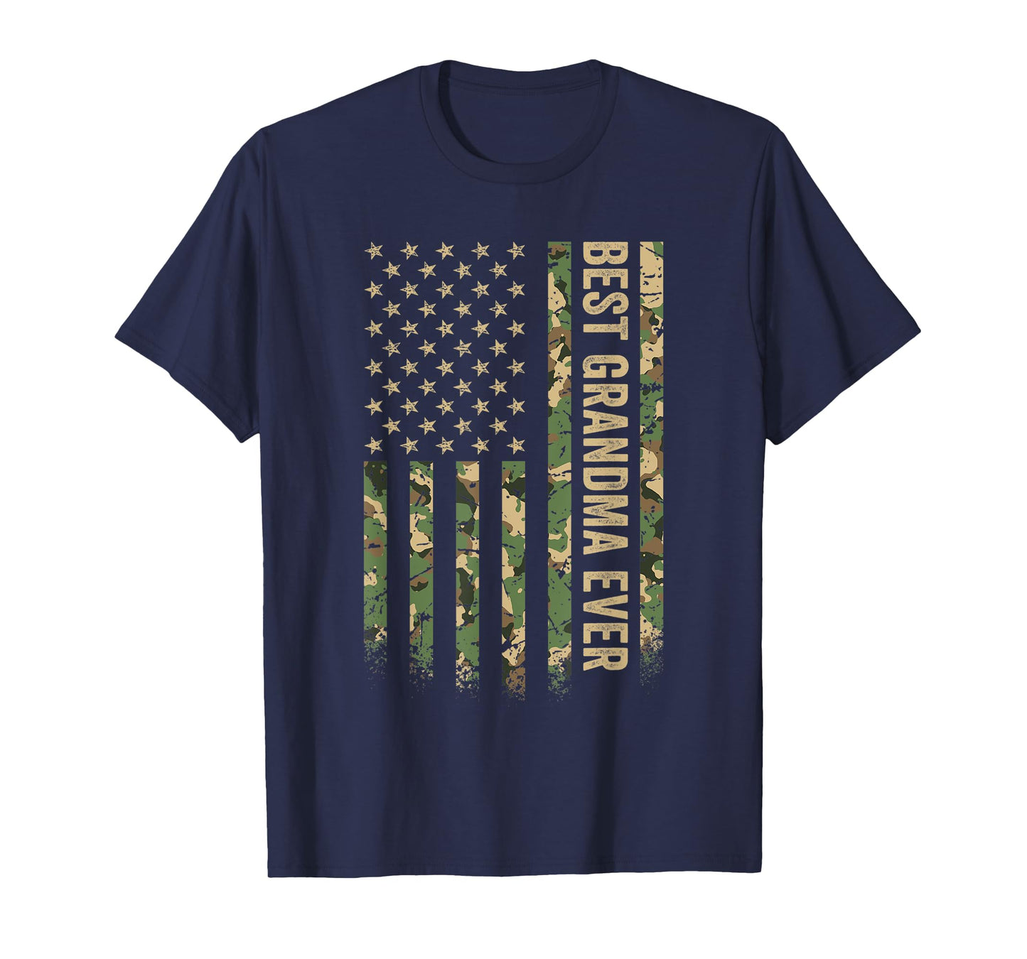 Best Grandma Ever American Flag Camo Veteran Patriotic T-Shirt for Women Men