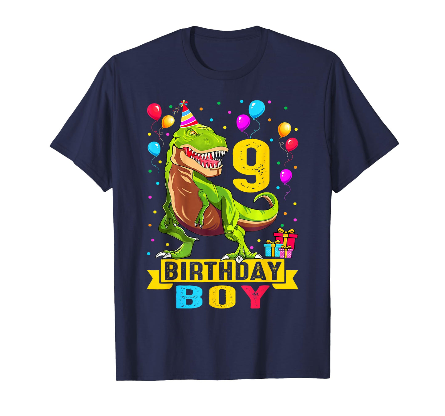 Kids 9 Year Old Shirt 9th Birthday Boy T Rex Dinosaur T-Shirt