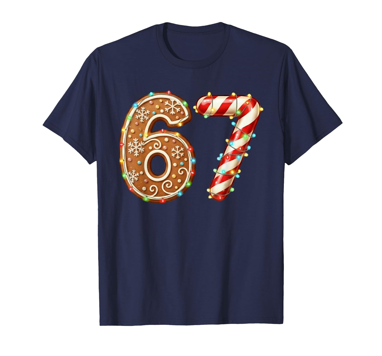 Six Seven Meme Gingerbread Candy Cane Christmas Kids T-Shirt