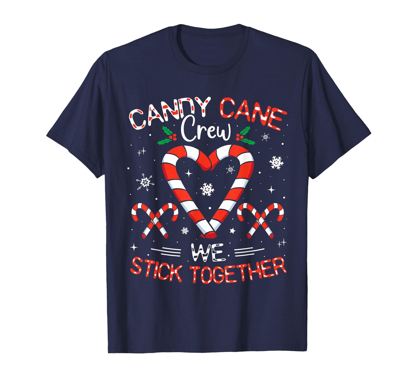 Christmas Candy Cane Heart Crew Family Matching Pajamas T-Shirt