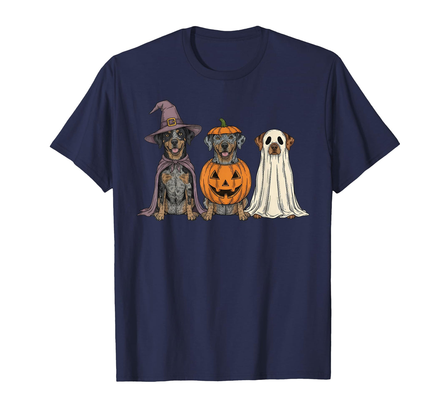 Spooky Ghost Catahoula Leopard Dog Pumpkin Halloween T-Shirt