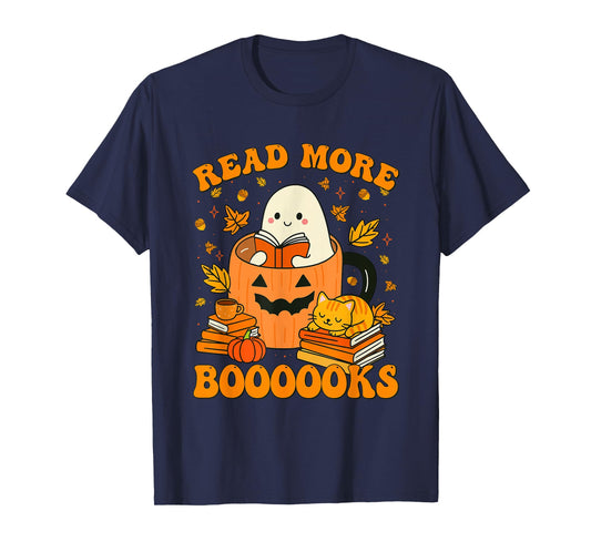 Read More Books Cute Ghost Reading Book Lovers Halloween T-Shirt