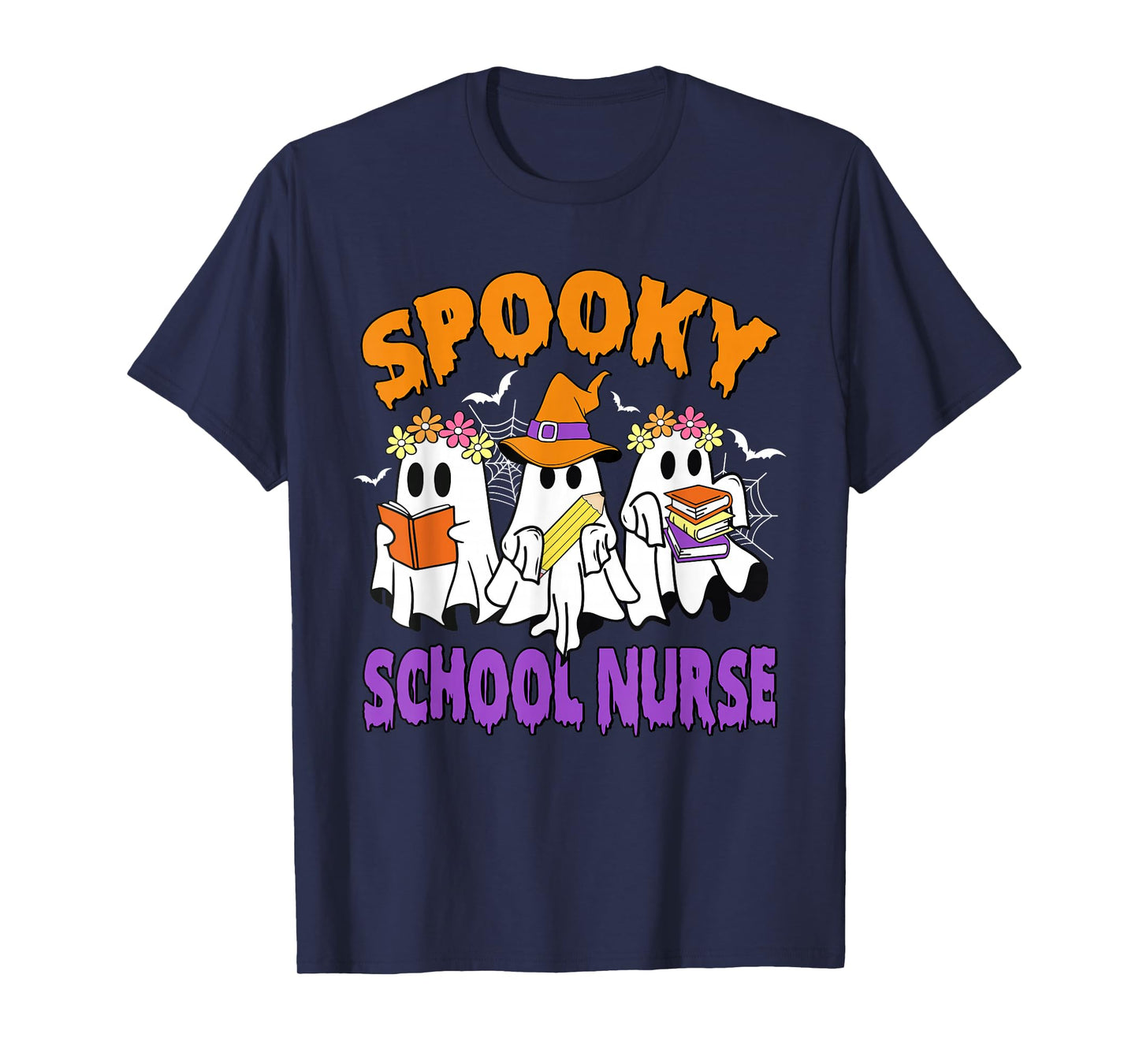 Spooky School Nurse Funny Ghost Halloween T-Shirt