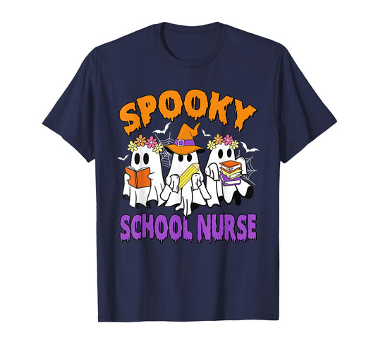 Spooky School Nurse Funny Ghost Halloween T-Shirt